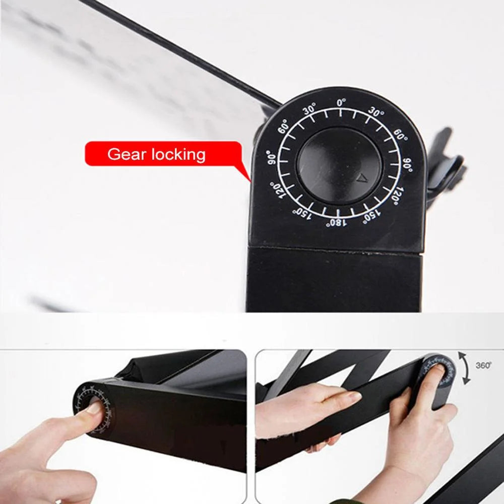360° Adjustable Folding Laptop Notebook Desk + Cooling Fan Table Stand Bed Tray